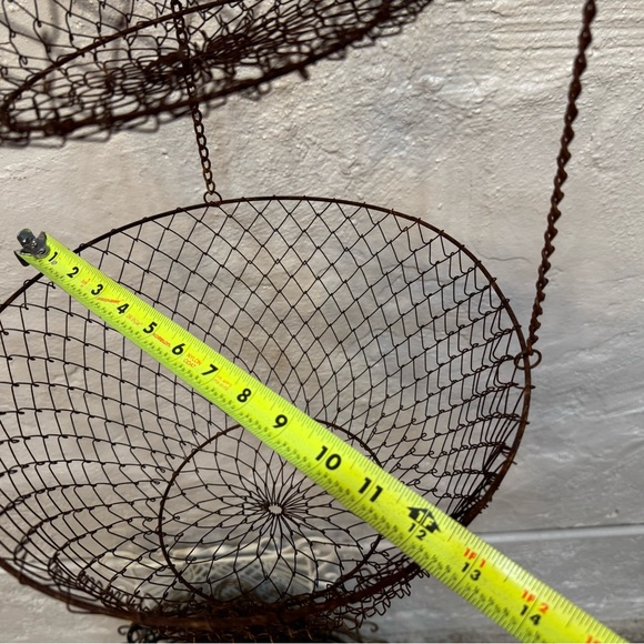 Rustic Color 3 Tier Metal Mesh Wire Hanging Basket 35” Collapsible Fruits Plants - Picture 7 of 10